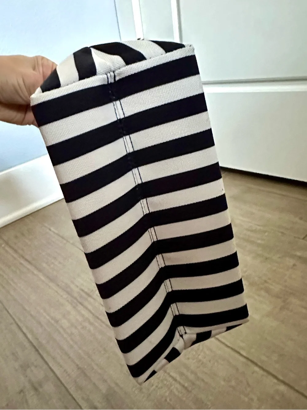 Alice + Olivia x FabFitFun Positano Black White striped pencil makeup Bag Pouch